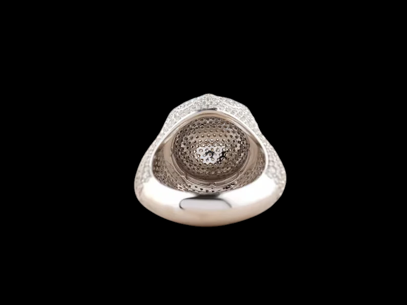 Iced Out Real Moissanite Diamond Hip Hop Ring - Hip Hop Custom Name Ring, Moissanite Diamond in Silver Ring