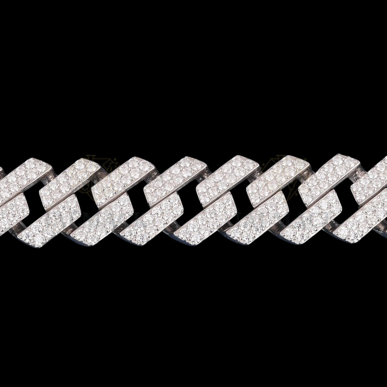 Silver Flat-Link Moissanite Cuban Bracelet VVS1 D Color Fully Iced Out