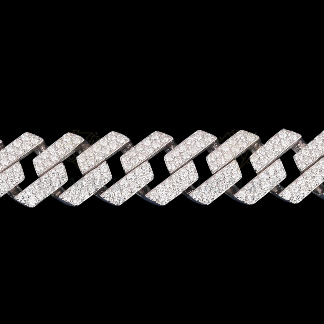 Silver Flat-Link Moissanite Cuban Bracelet VVS1 D Color Fully Iced Out