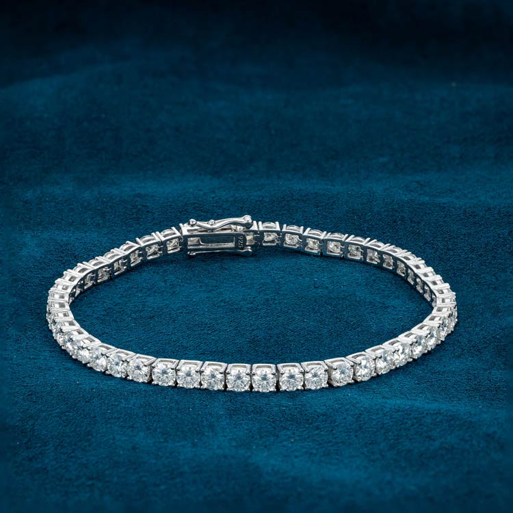 4MM Brilliant 925 Sterling Silver Moissanite Tennis Bracelet for Jewelry Fashion's