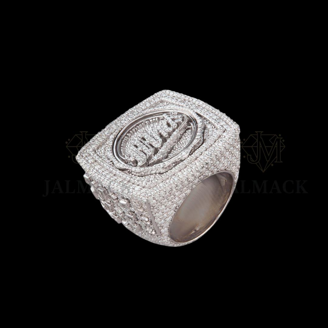 Custom Logo Fully Iced-Out Moissanite Signet Ring