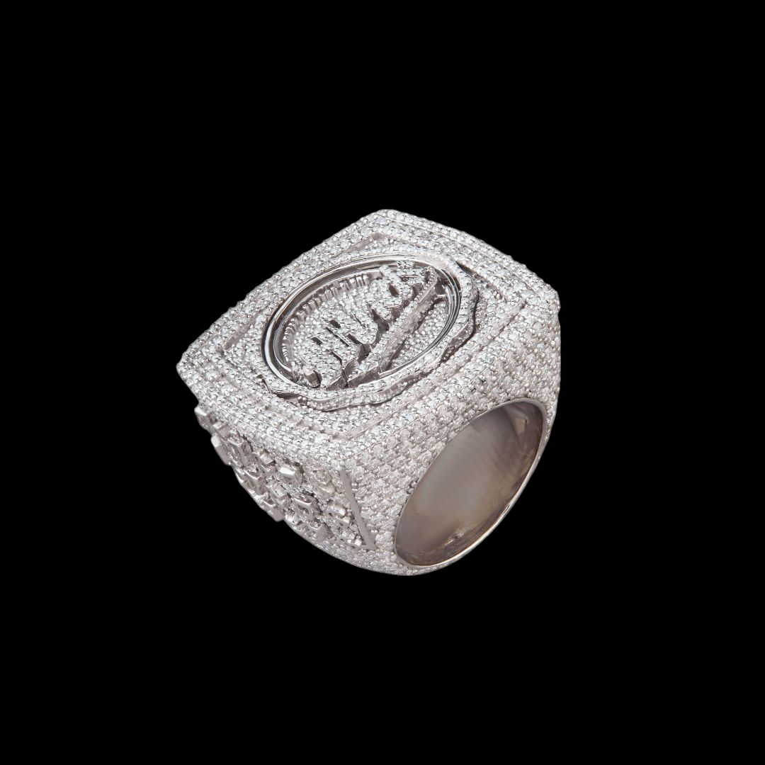 Custom Logo Fully Iced-Out Moissanite Signet Ring