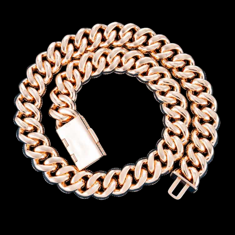 925 Sterling Silver Rose Gold Cuban Link Chain Hip Hop Jewelry