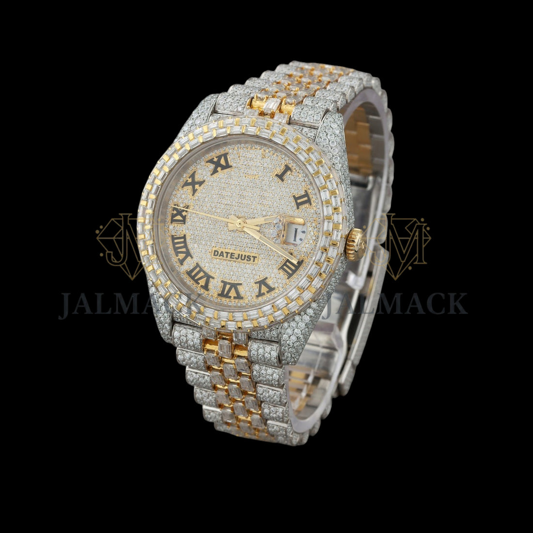 Silver Dial Roman Numeral Baguette Moissanite Watch