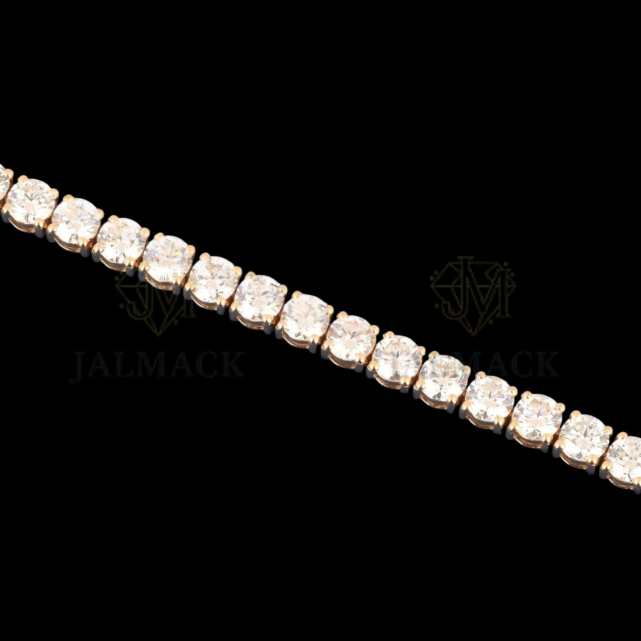 Yellow Gold Round Cut Moissanite Tennis Bracelet VVS1 D Color