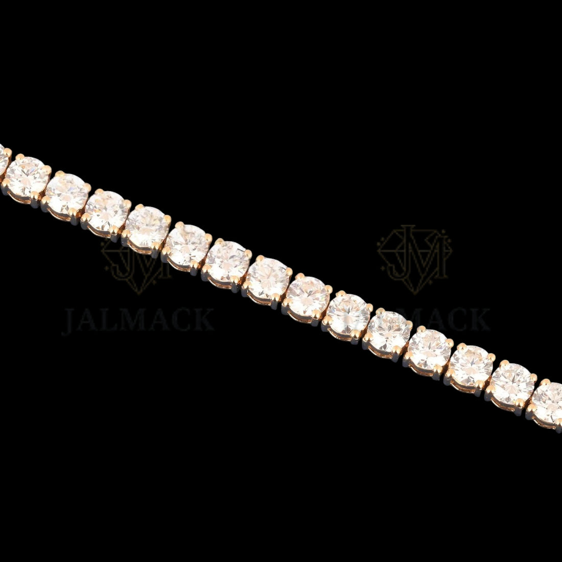 Yellow Gold Round Cut Moissanite Tennis Bracelet VVS1 D Color