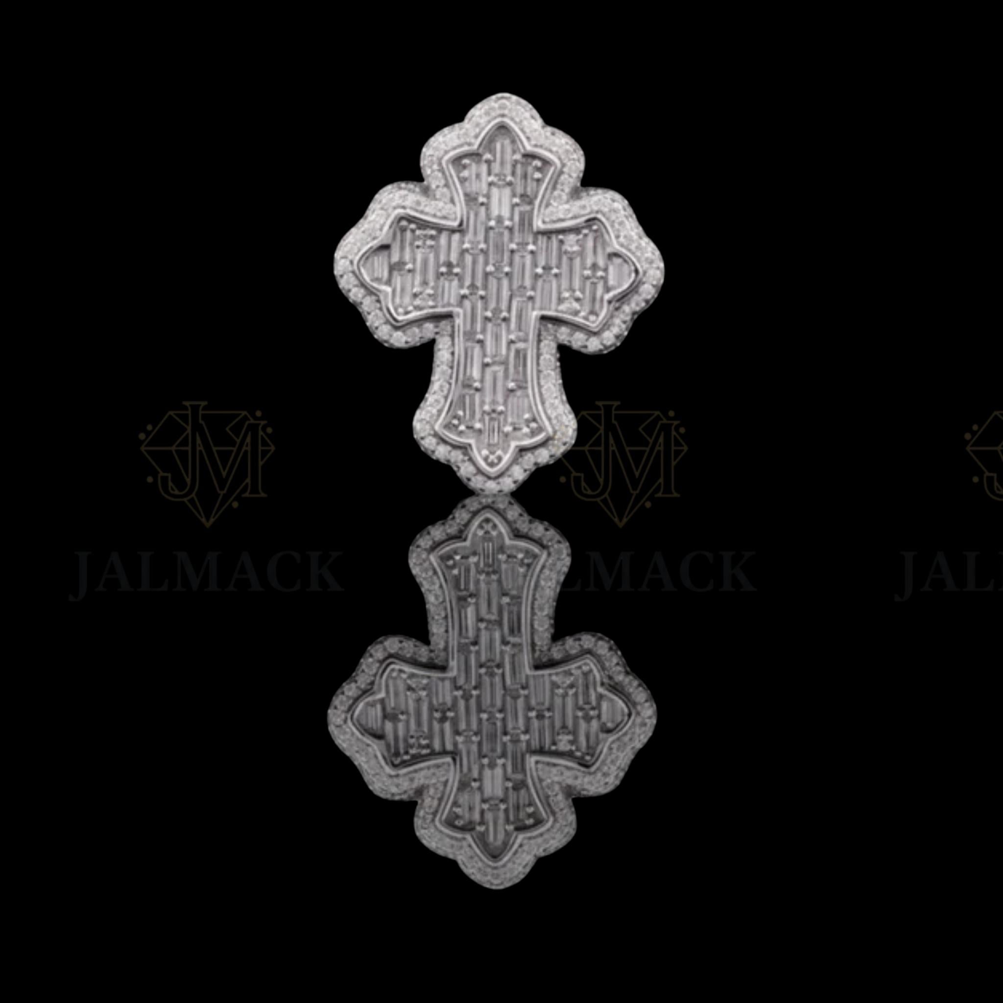 Fully Iced-Out Baguette Moissanite Cross Ring