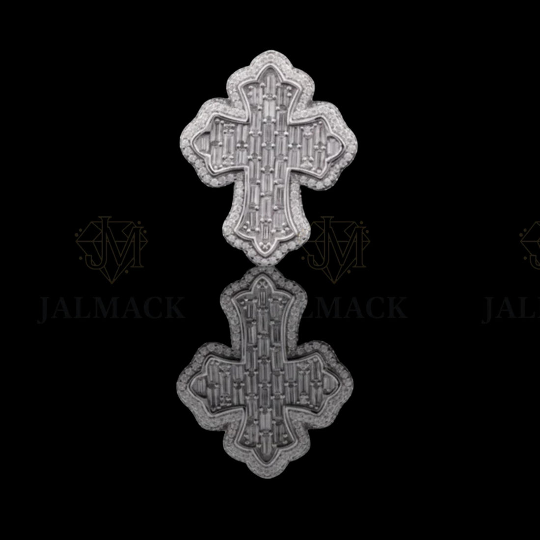 Fully Iced-Out Baguette Moissanite Cross Ring
