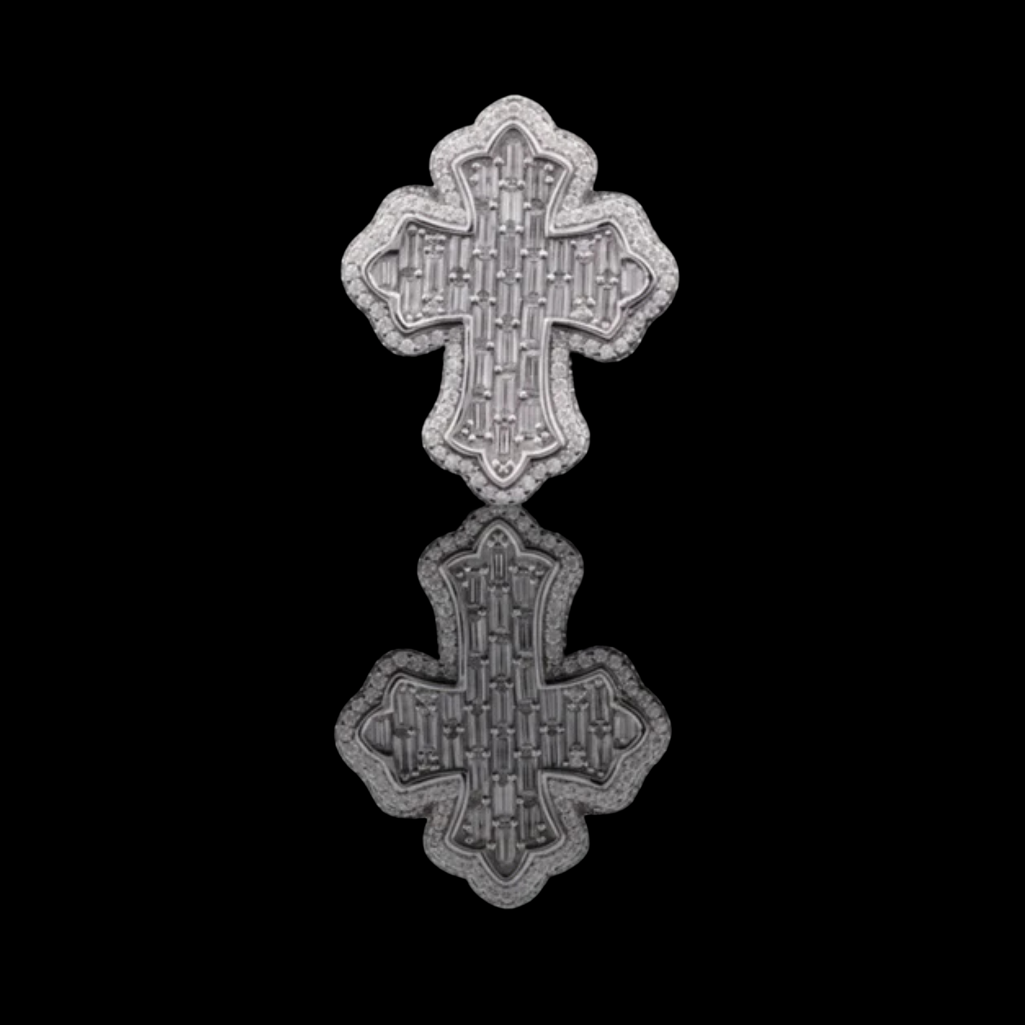 Fully Iced-Out Baguette Moissanite Cross Ring