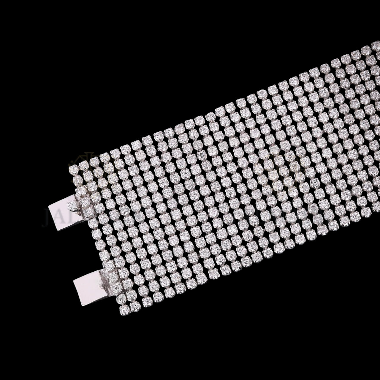 Wide Multi-Row Moissanite Cuff Bracelet VVS1 D Color Silver