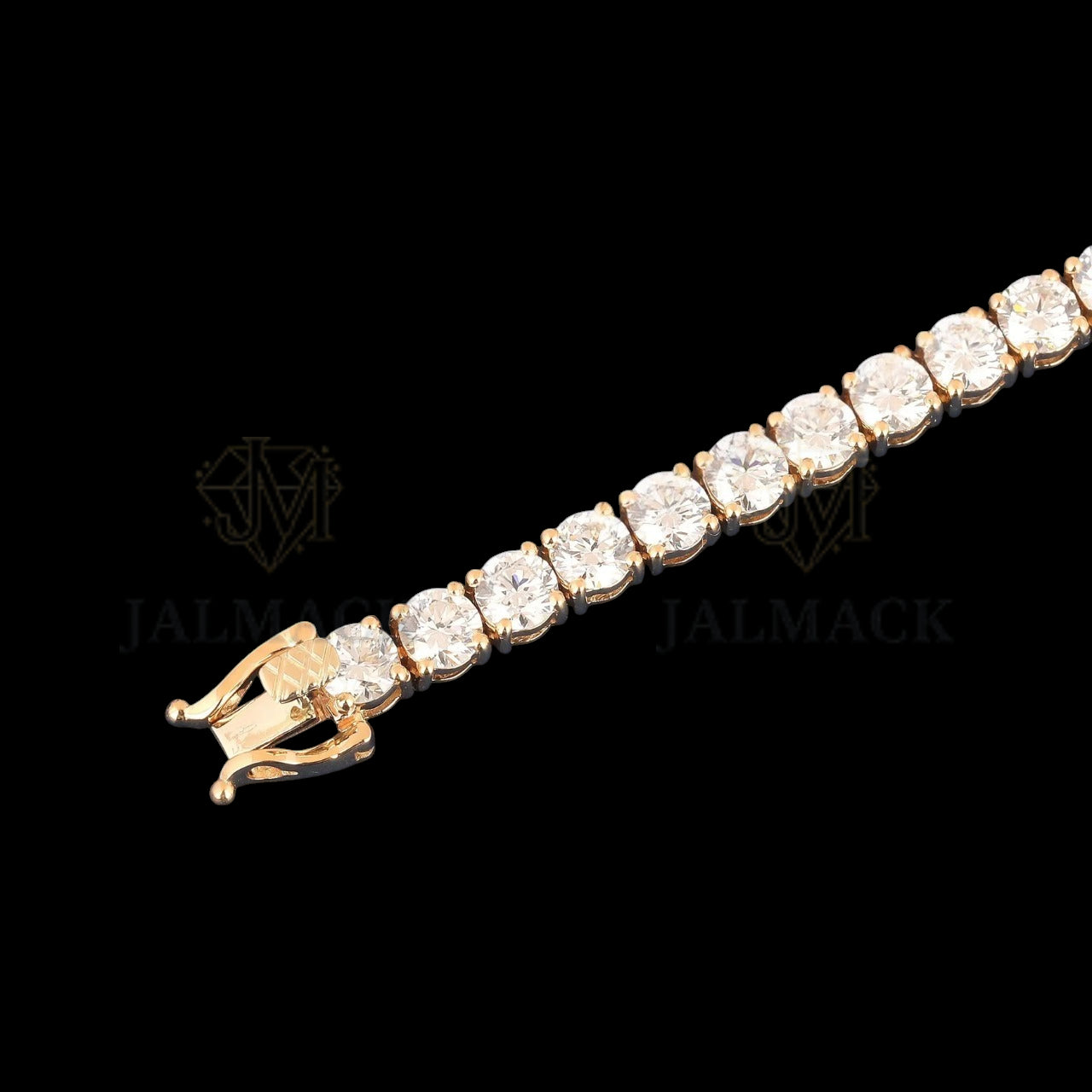 Yellow Gold Round Cut Moissanite Tennis Bracelet VVS1 D Color