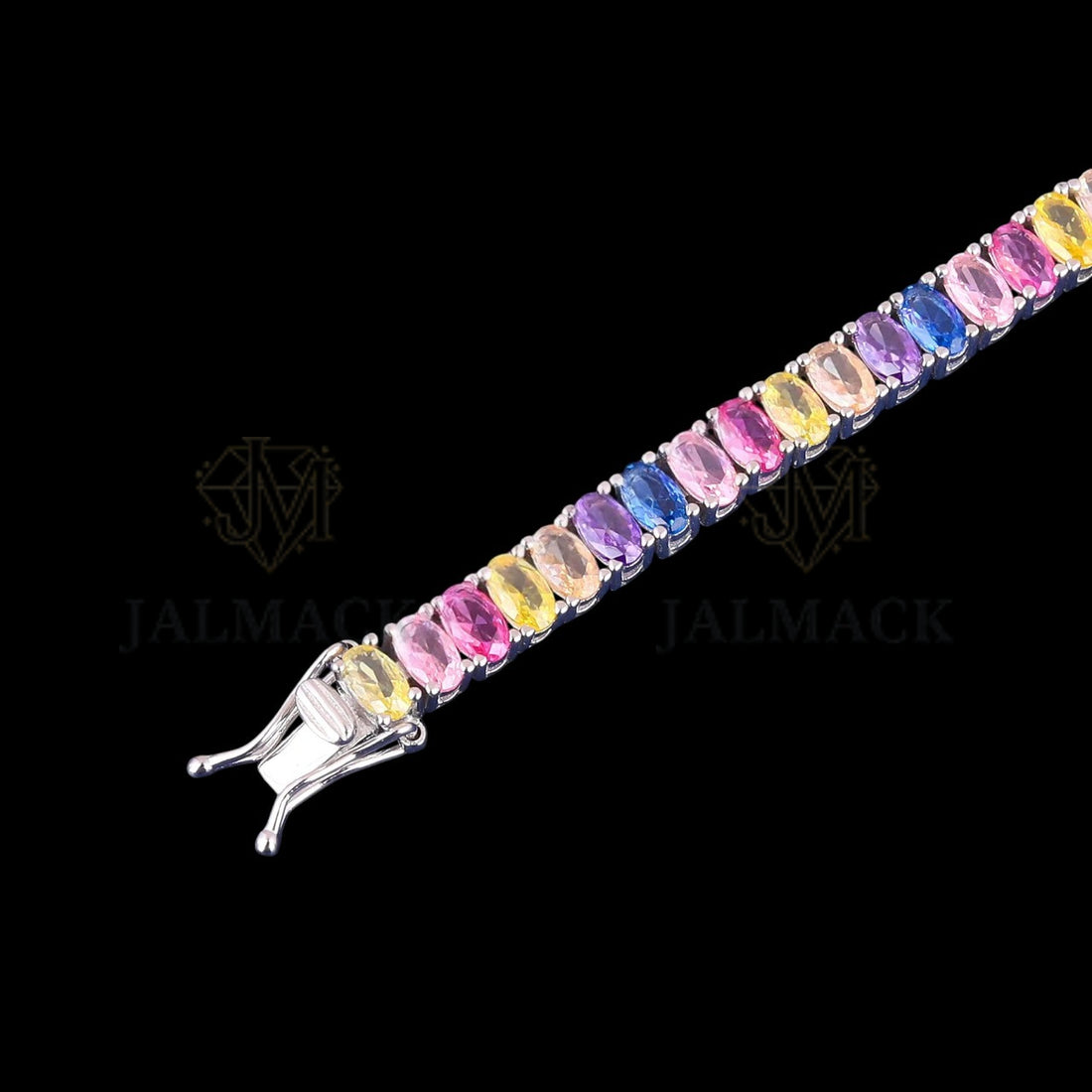 Rainbow Oval Cut Moissanite Tennis Bracelet 925 Silver
