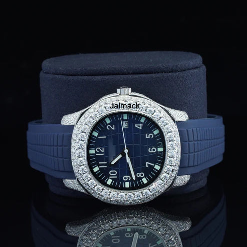 Luxury Blue Moissanite Watch for Men | Iced Out VVS Moissanite Timepiece