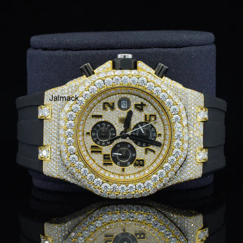 Luxury Fully Iced Out Rose Gold Chronograph Moissanite Watch for Men