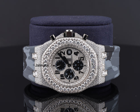 Luxury Fully Iced Out Rose Gold Chronograph Moissanite Watch for Men