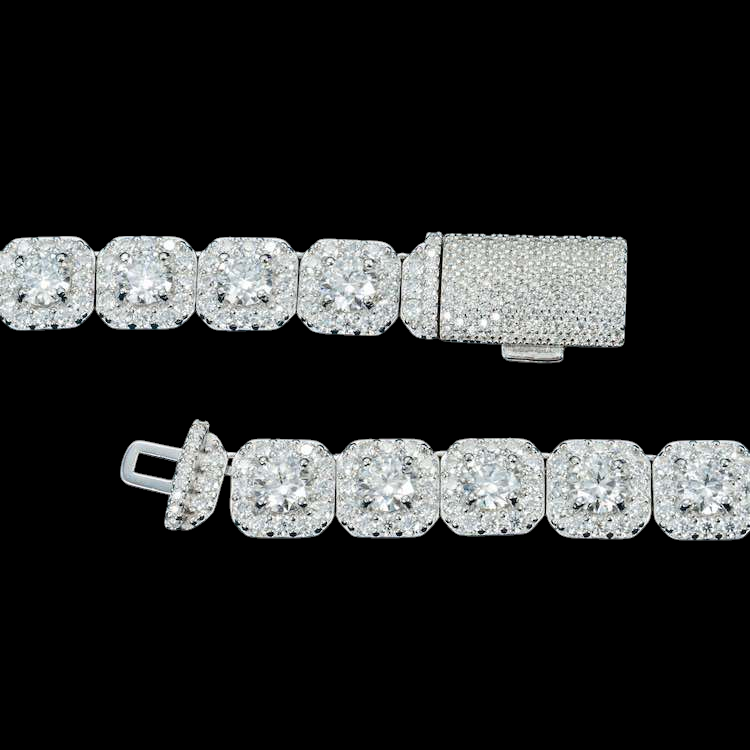 10MM Round Halo Setting Moissanite Diamond Hip hop Chain