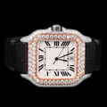 White Dial Roman Rose Gold Moissanite Diamond Watch
