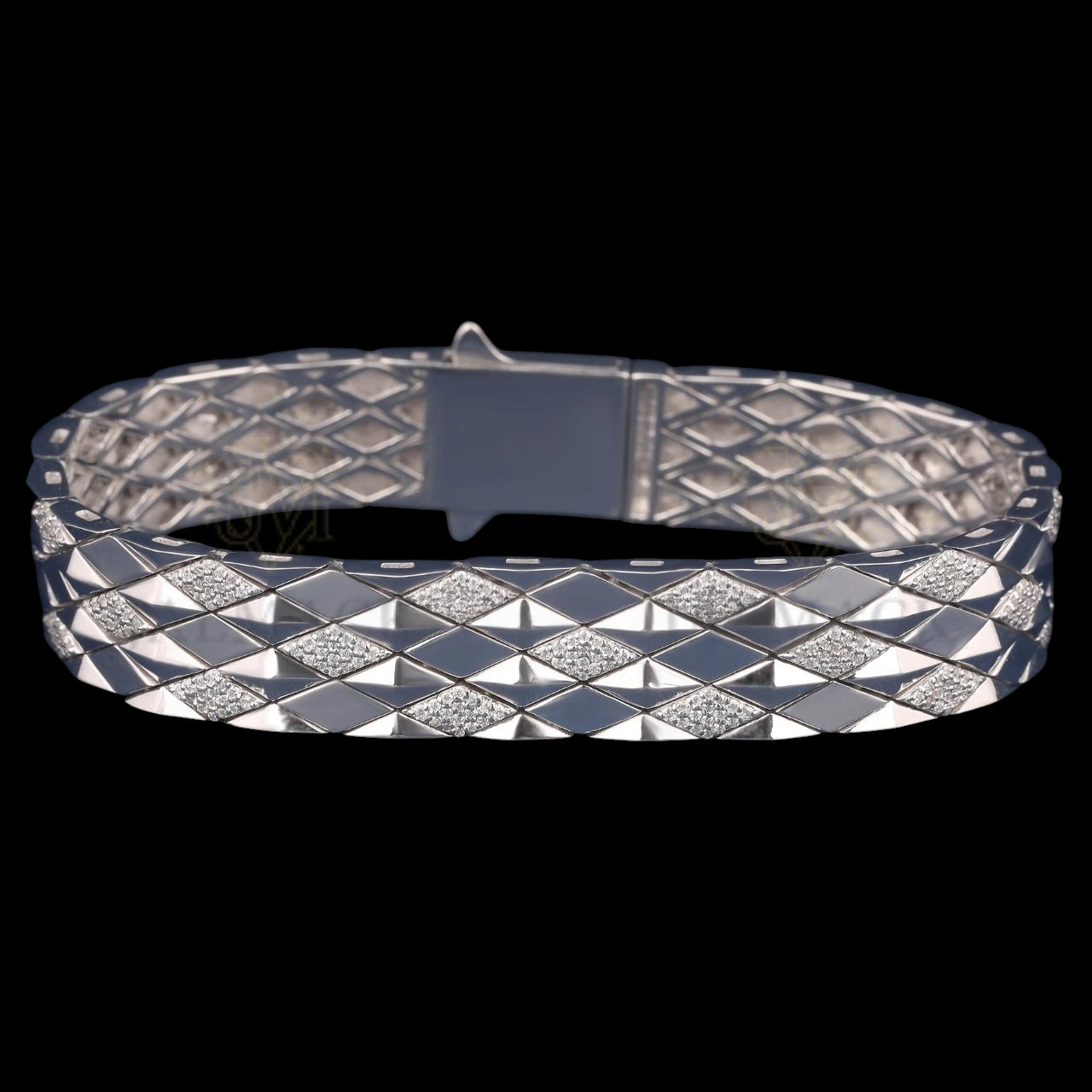 Geometric Quilted Moissanite Bangle Bracelet VVS1 D Color