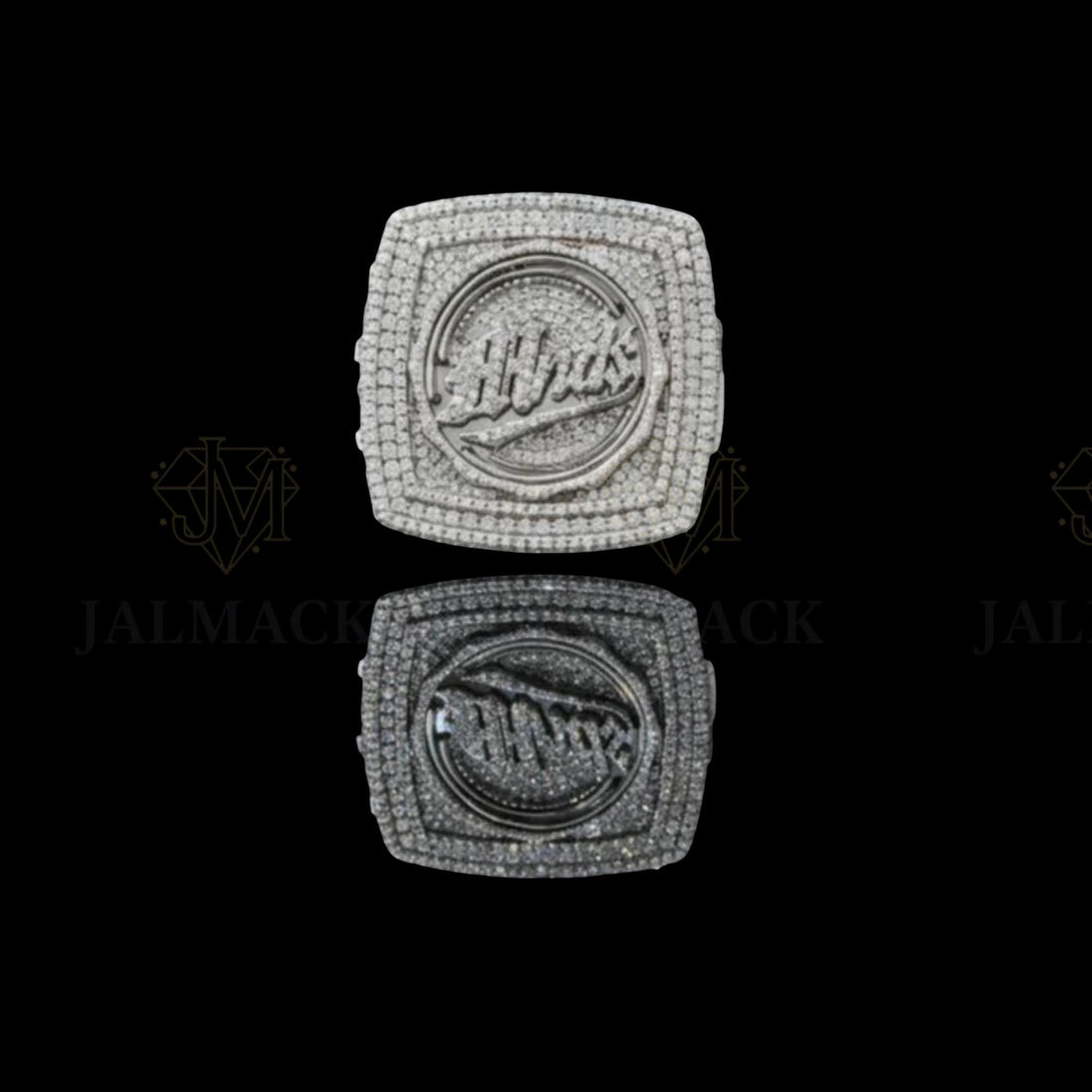 Custom Logo Fully Iced-Out Moissanite Signet Ring