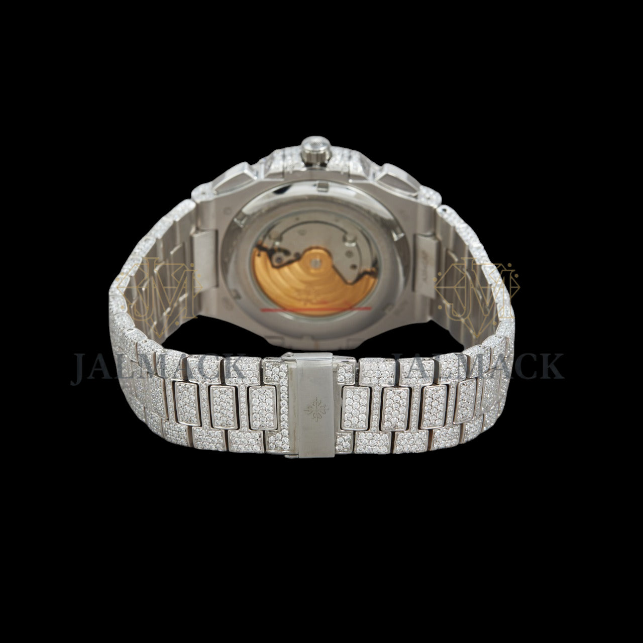 Silver Dial Baton Letter Round-Cut Moissanite Multifunction Watch
