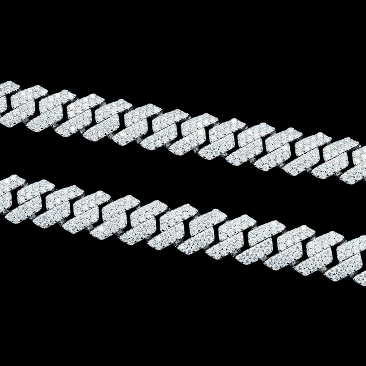 10MM Fully Iced Pave Cuban Link VVS1 D Color Moissanite Chain 925 Sterling Silver