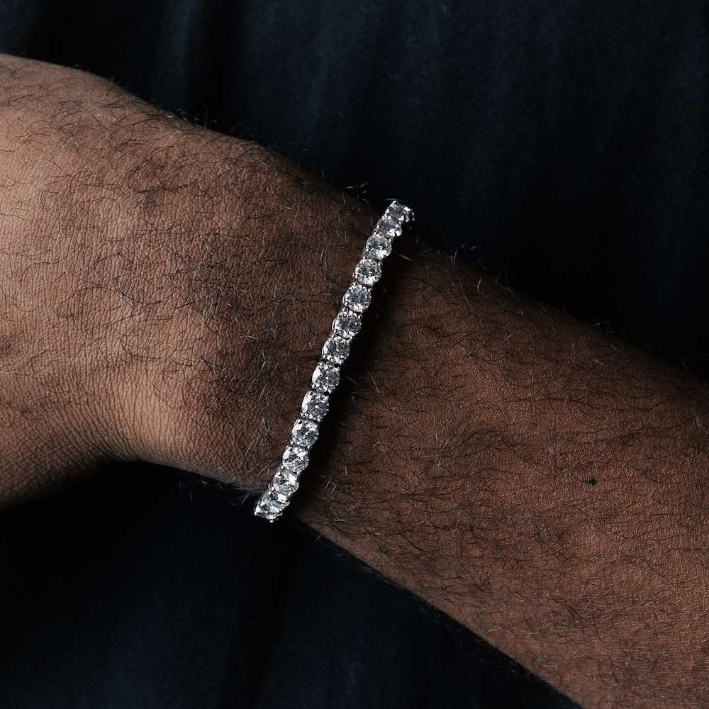 4MM Round Cut VVS1 Moissanite Tennis Bracelet in 925 Sterling Silver