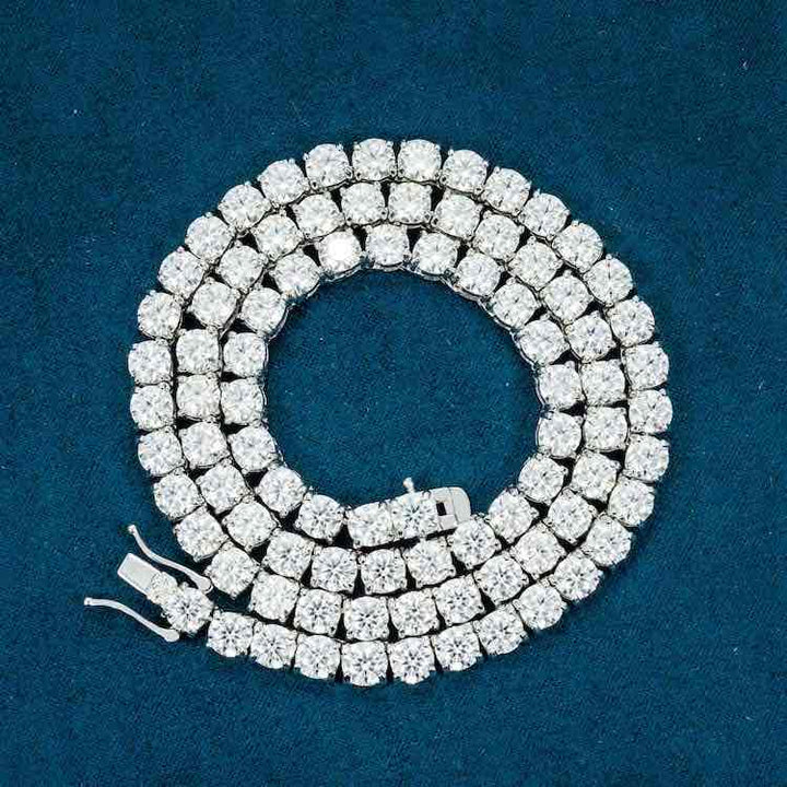 5MM Round Cut VVS1 D Color Moissanite Tennis Chain 925 Sterling Silver