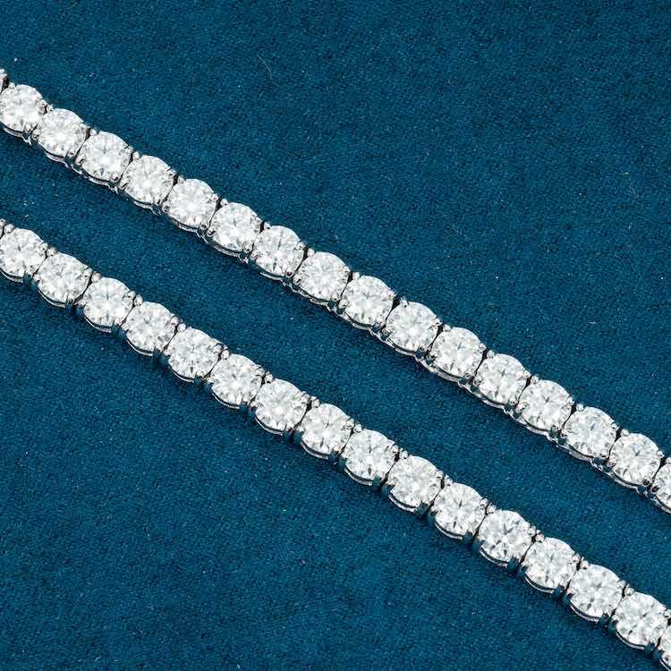 5MM Round Cut VVS1 D Color Moissanite Tennis Chain 925 Sterling Silver