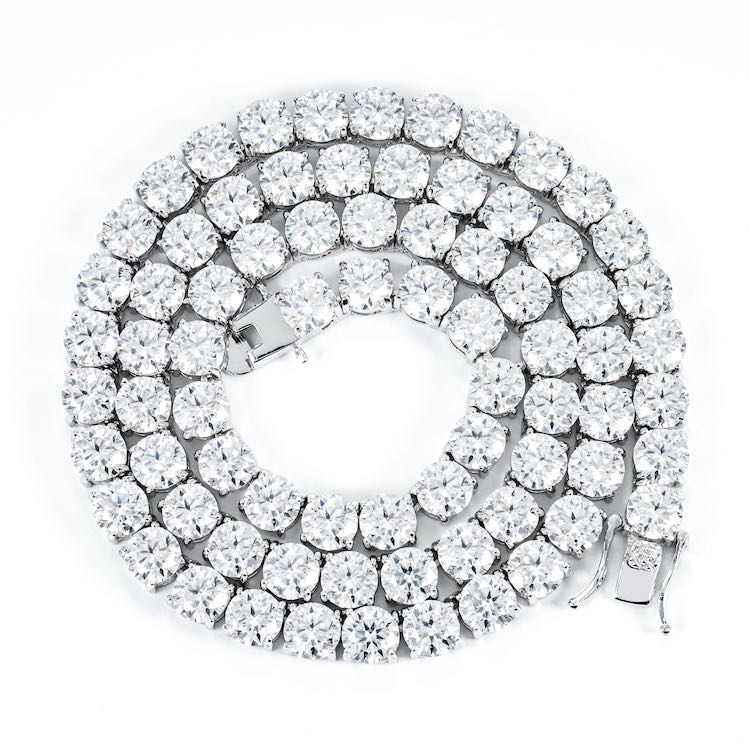 5MM Round Cut VVS1 D Color Moissanite Tennis Chain 925 Sterling Silver