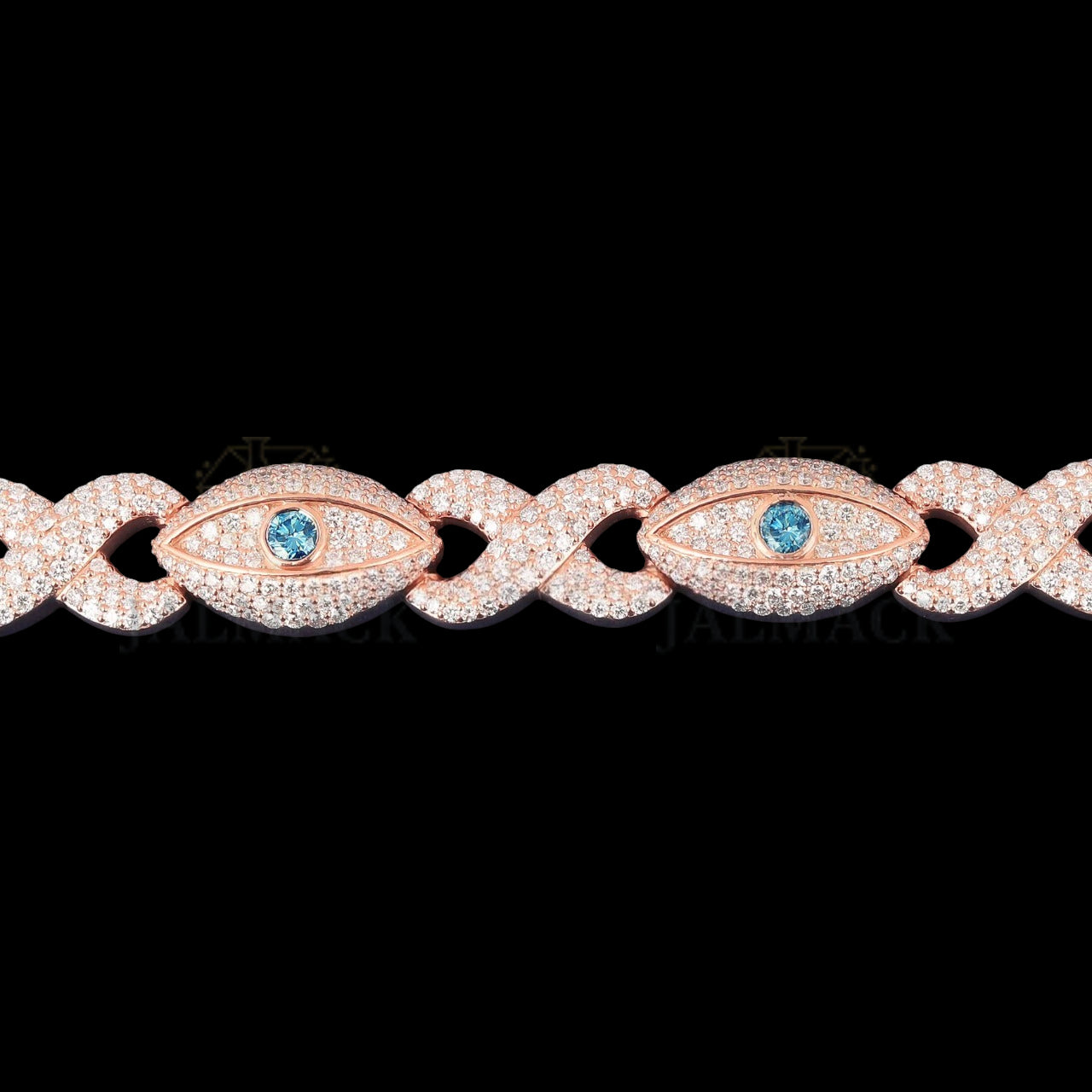 Rose Gold Blue Evil Eye Moissanite Bracelet VVS1 D Color