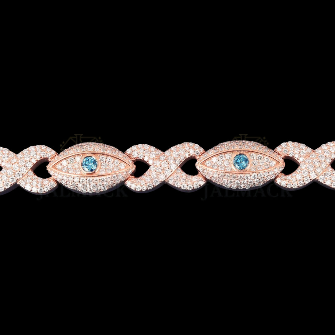 Rose Gold Blue Evil Eye Moissanite Bracelet VVS1 D Color