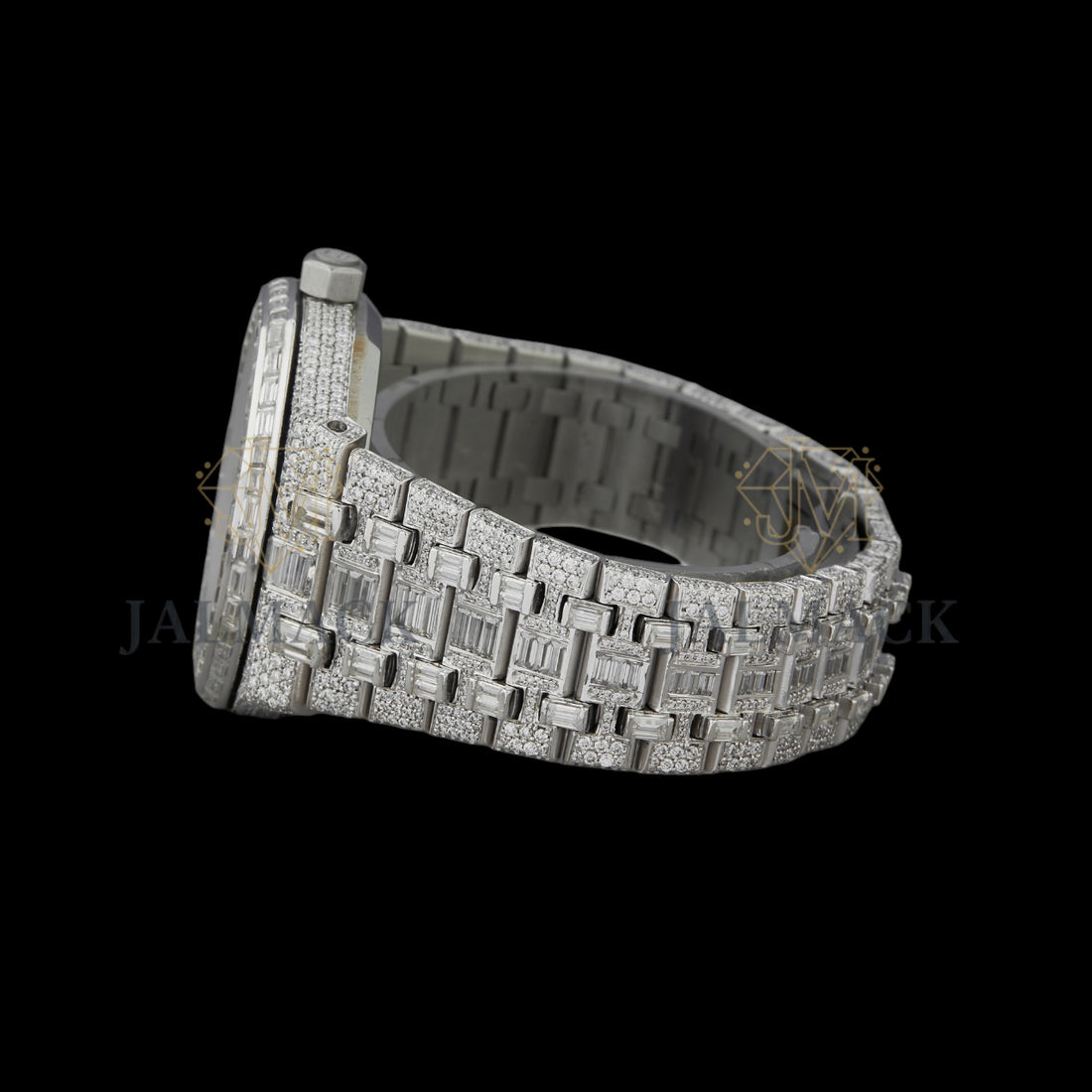 Silver Dial Monogram Letter Baguette & Round Moissanite Watch