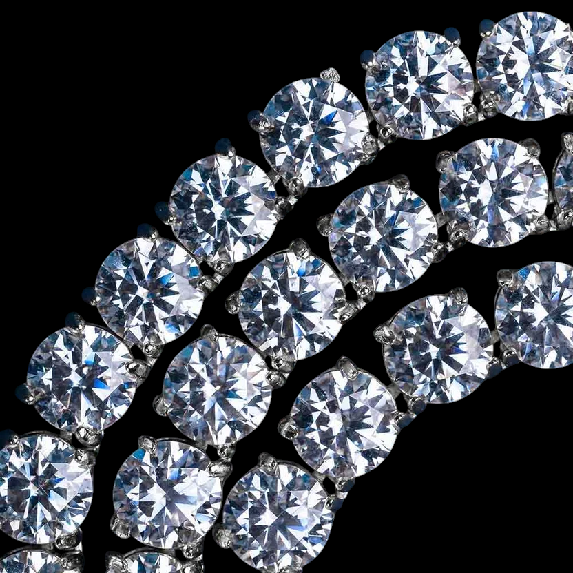 925 Sterling Silver Round Cut VVS Moissanite Tennis Chain 2MM 3MM 4MM 5MM 6MM Hip Hop Necklace