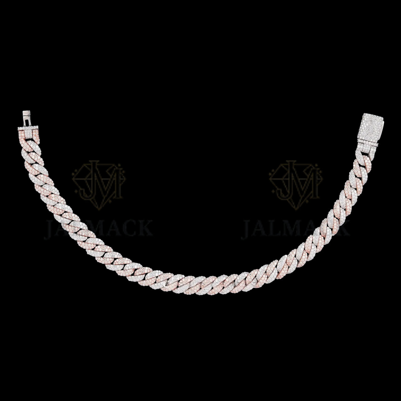 Two-Tone Moissanite Cuban Link Bracelet VVS1 D Color