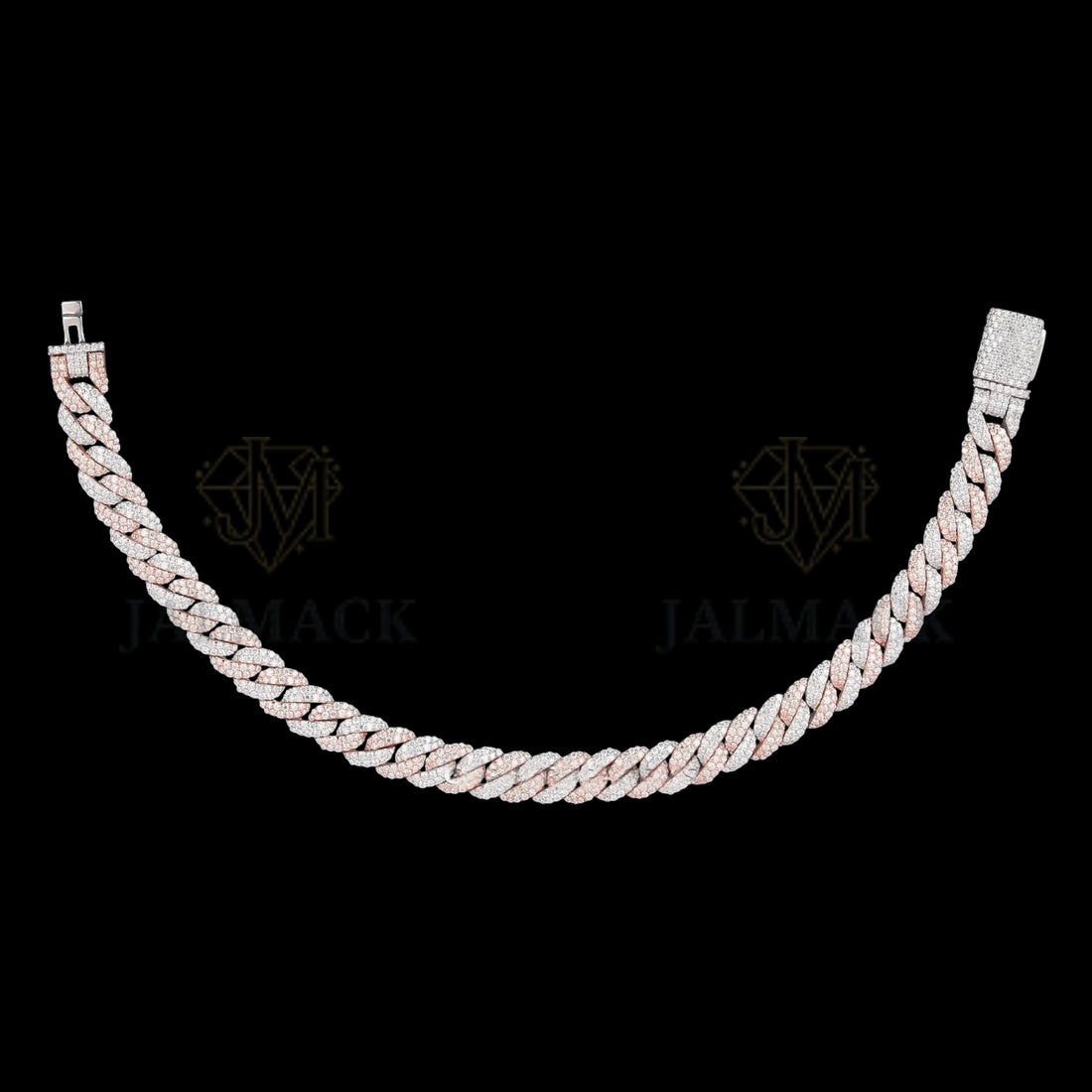 Two-Tone Moissanite Cuban Link Bracelet VVS1 D Color