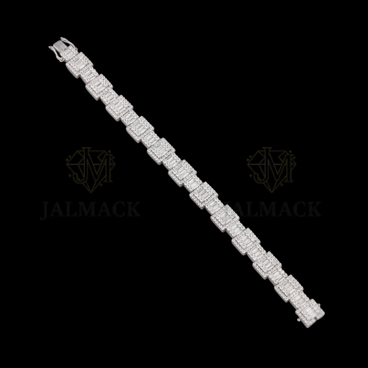 Baguette Moissanite Geometric Link Bracelet VVS1 D Color Fully Iced Out