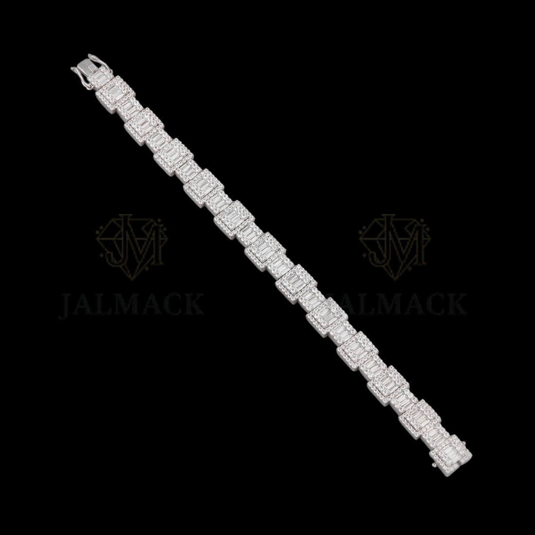 Baguette Moissanite Geometric Link Bracelet VVS1 D Color Fully Iced Out