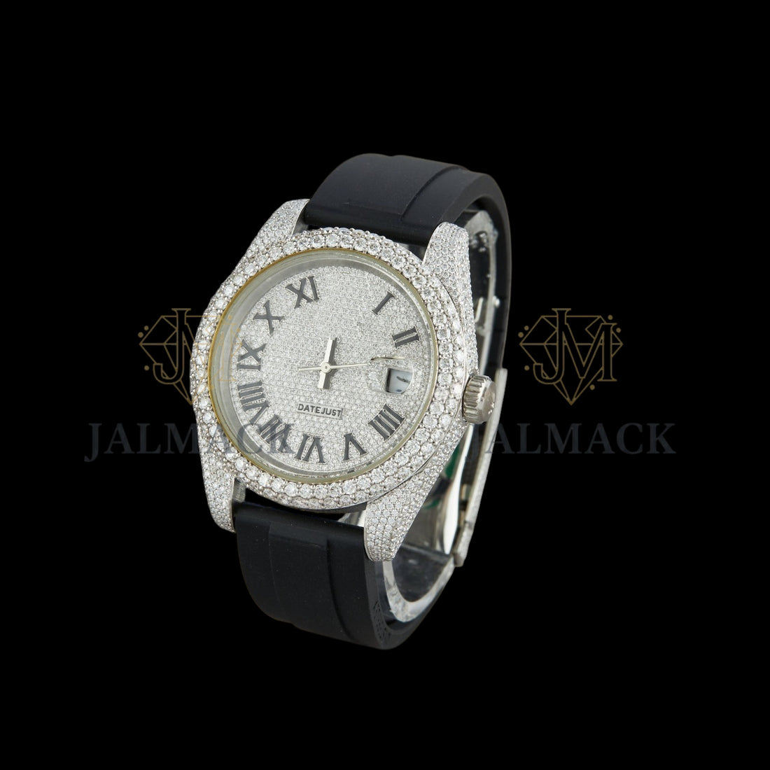 Silver Dial Roman Letter Round-Cut Moissanite Watch