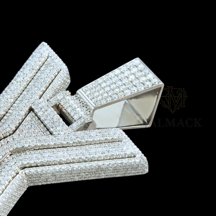 Letter X Moissanite Pendant VVS1 D Color Fully Iced Out