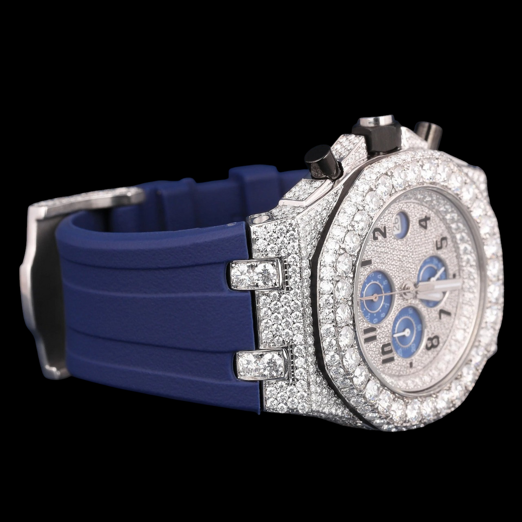 Blue Chronograph Moissanite Diamond Watch