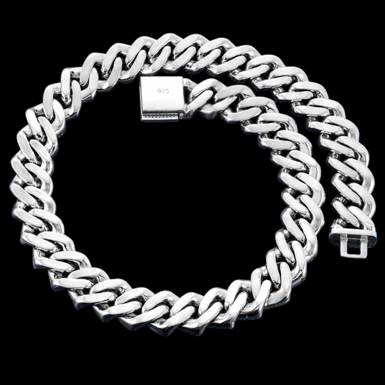 18MM 925 Silver Sparkling Miami Baguette Stone With Moissanite Cuban Link Chain For Jewelry
