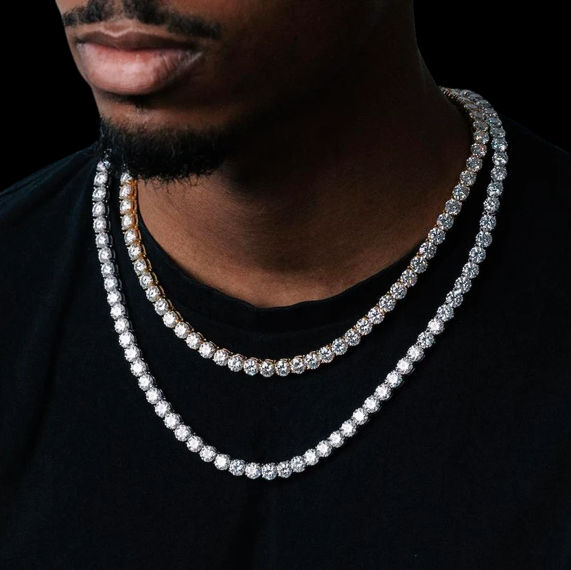 6MM Round Cut VVS1 D Color Moissanite Tennis Chain 925 Sterling Silver