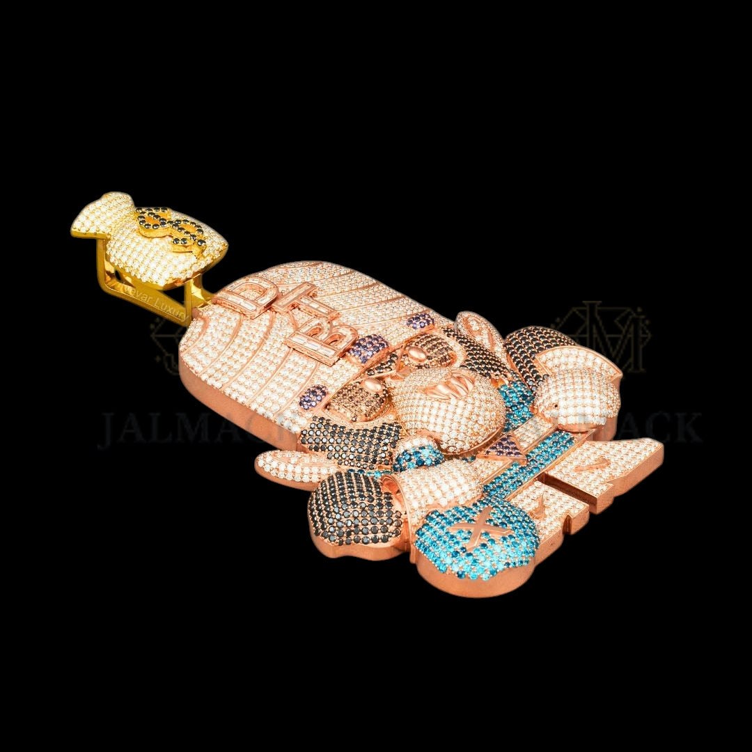 Masked Money Character Moissanite Pendant VVS1 D Color Fully Iced Out