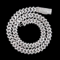 13MM Baguette VVS Moissanite Cuban Link Chain 925 Sterling Silver
