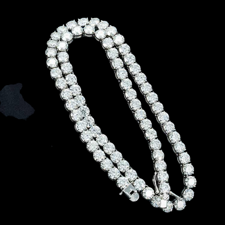 6MM Round Cut VVS1 D Color Moissanite Tennis Chain 925 Sterling Silver