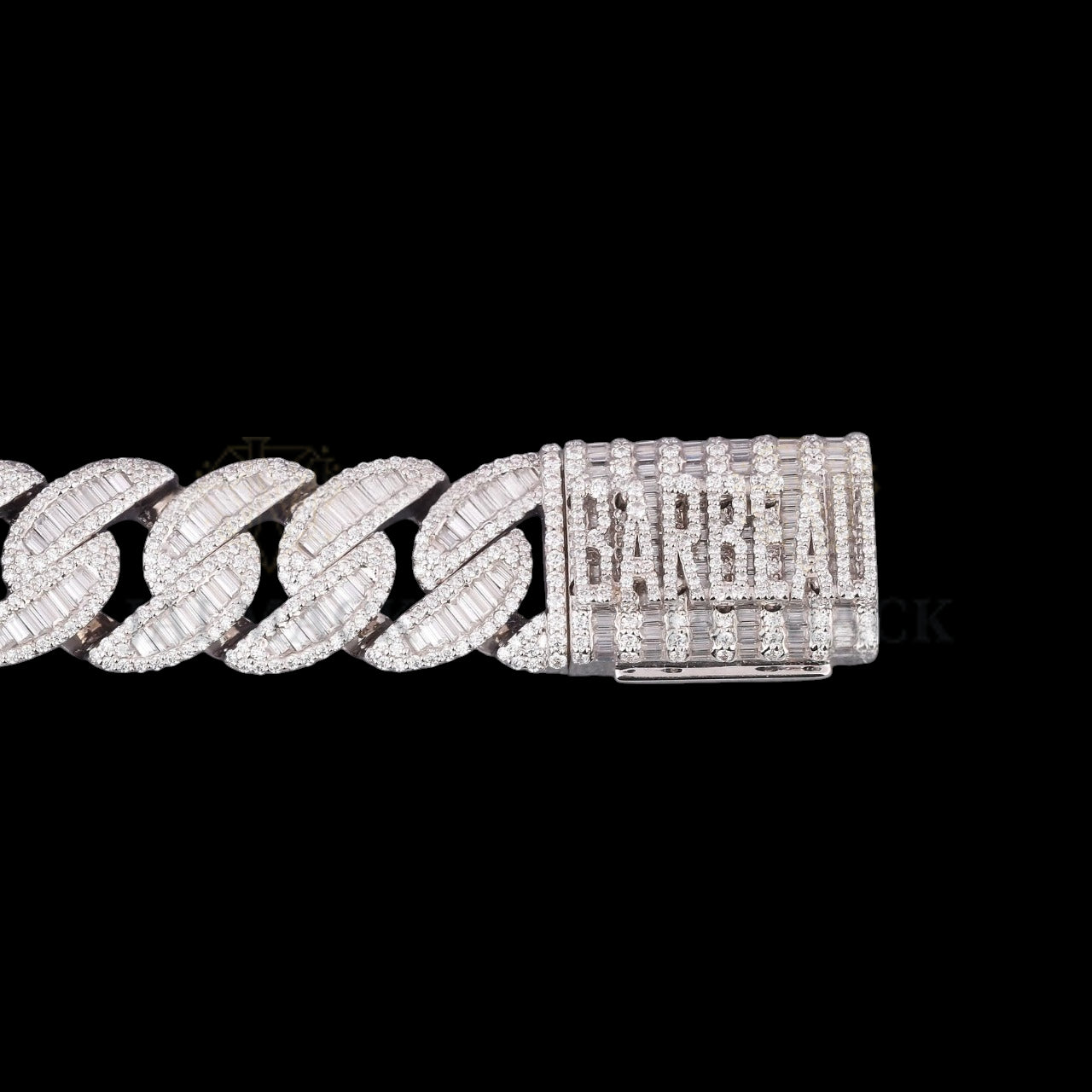 Silver Baguette Moissanite Miami Cuban Bracelet VVS1 Fully Iced Out