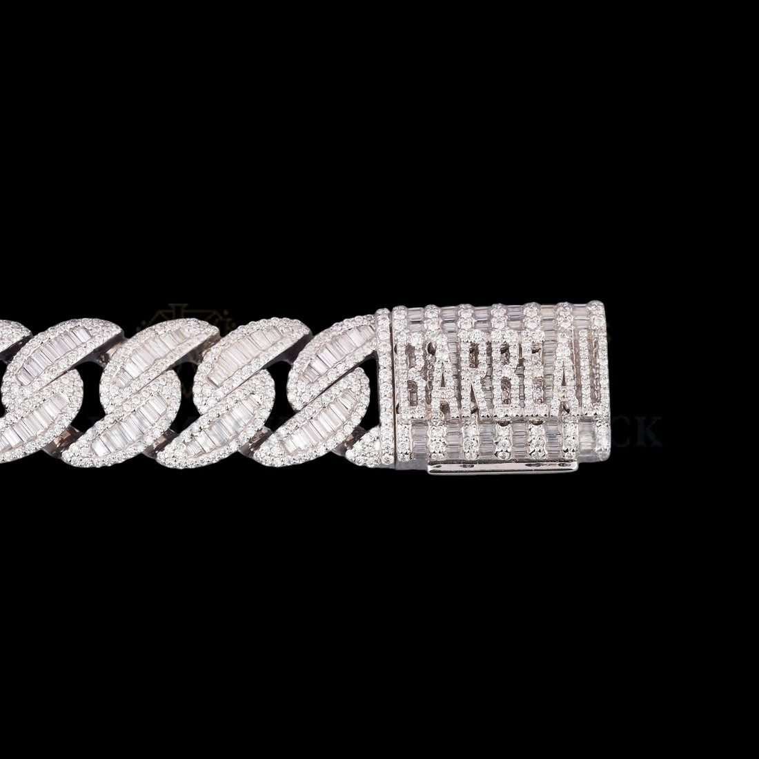 Silver Baguette Moissanite Miami Cuban Bracelet VVS1 Fully Iced Out
