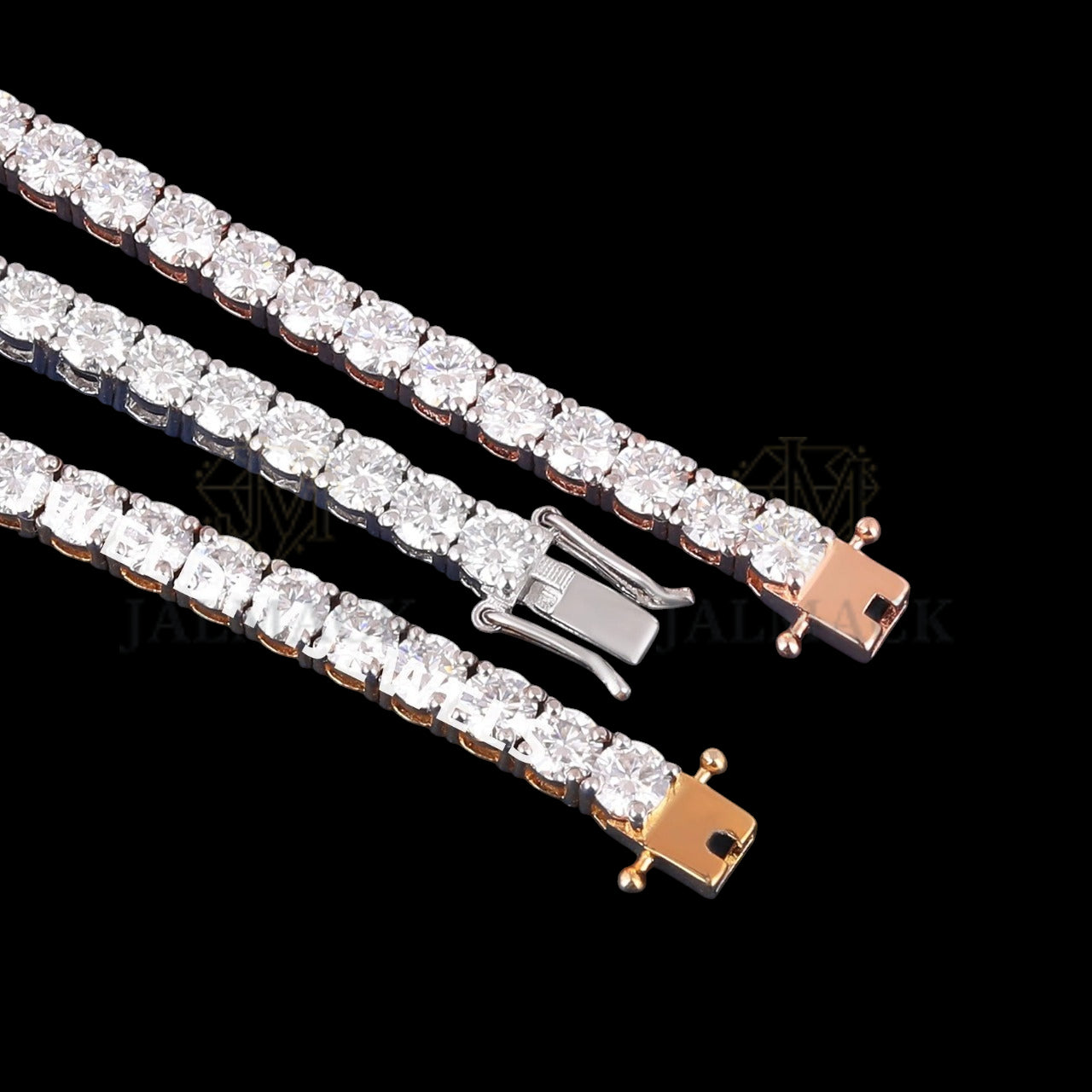 Three-Tone Moissanite Cuban Bracelet VVS1 D Color Iced Out