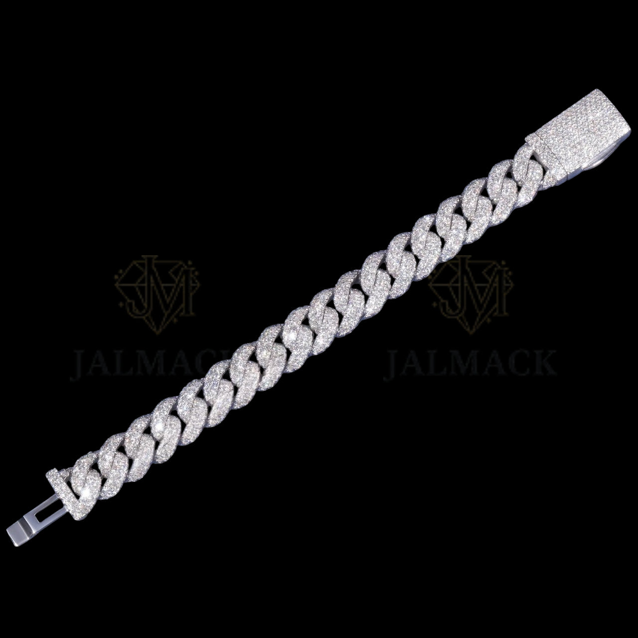 Luxury Silver Moissanite Miami Cuban Bracelet VVS1 Fully Iced Out