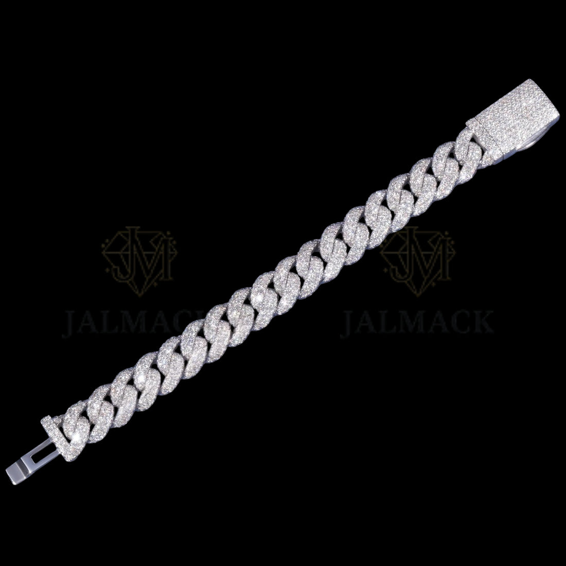 Luxury Silver Moissanite Miami Cuban Bracelet VVS1 Fully Iced Out